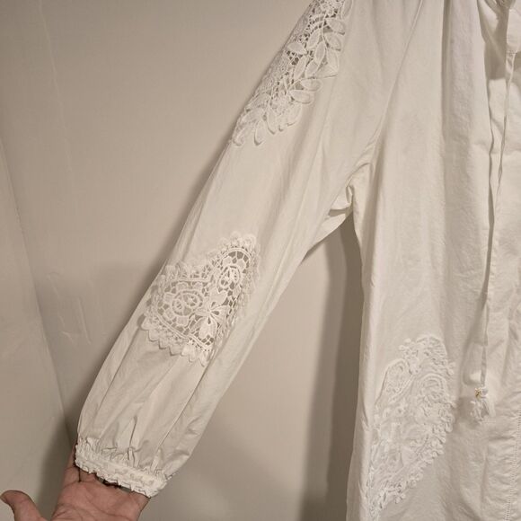 Johnny Was Dress Women Large White Jade Ekaterina Embroidery Pockets Tassel FLAW - Picture 5 of 13